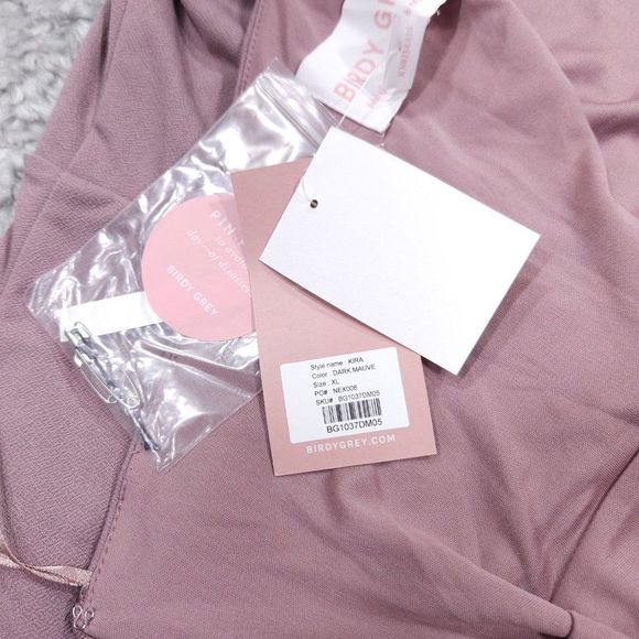 READ Birdy Grey Kira Crepe One Shoulder Dress Dark Mauve Purple Size XL Slit - Picture 5 of 11